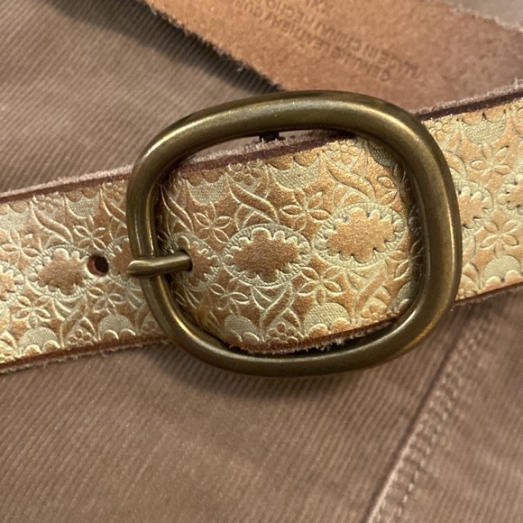 Accessories - Gold Leather Embossed Belt